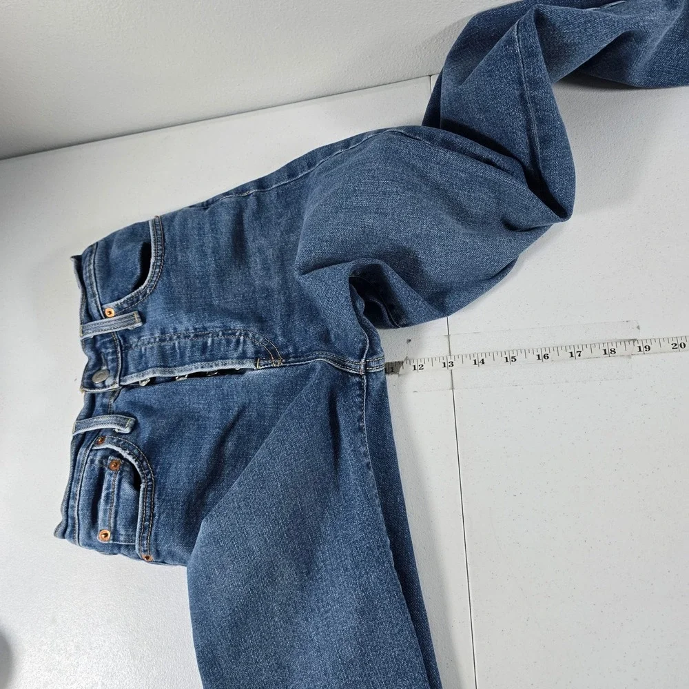 Levis Ribcage Straight Ankle Jeans Womens 25 Blue Denim High Rise Button Fly